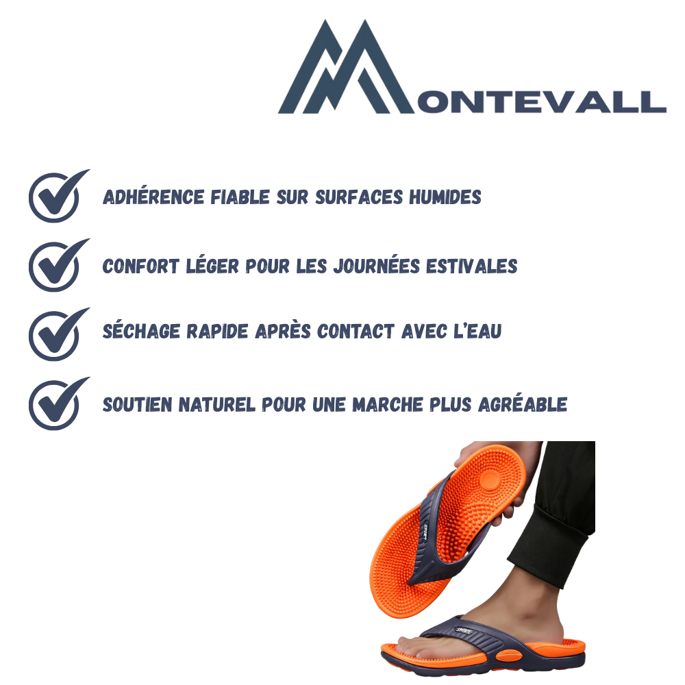 Claquettes légères antidérapantes à soutien plantaire | Montevall