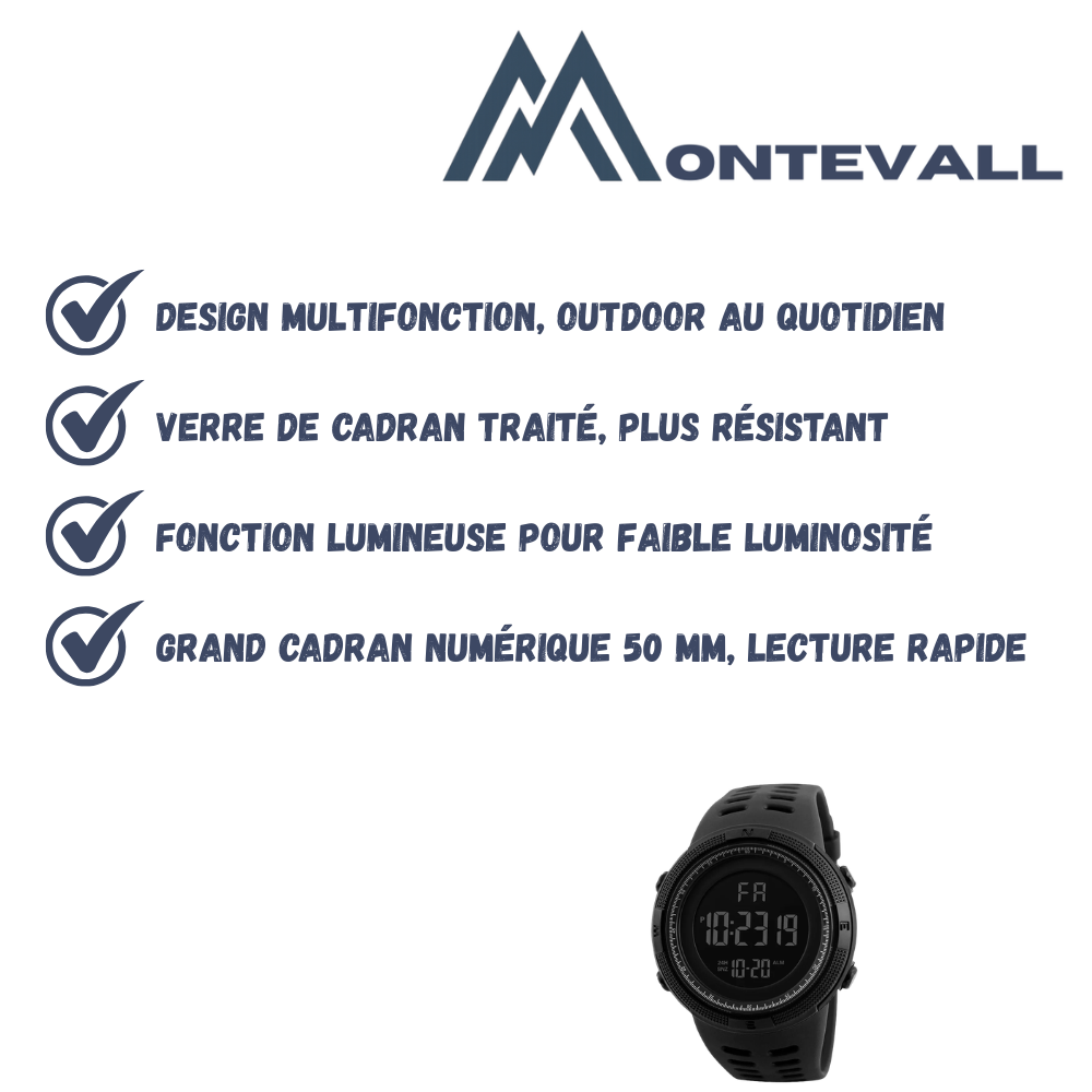 Montre numérique lumineuse multifonction | Montevall
