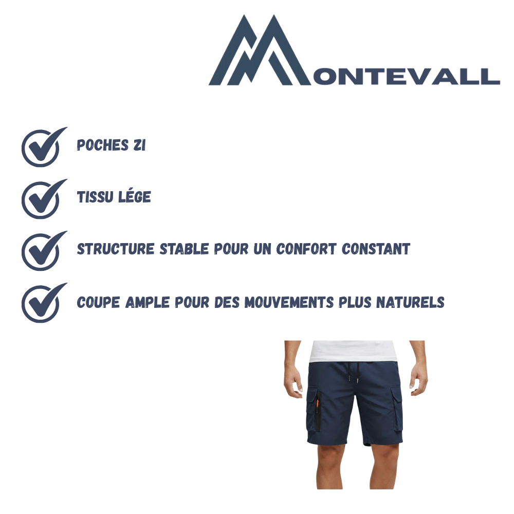 Short cargo léger à poches zippées pour homme | Montevall