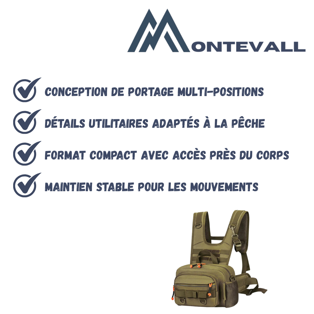 Sac de poitrine robuste pour pêche et accessoires | Montevall