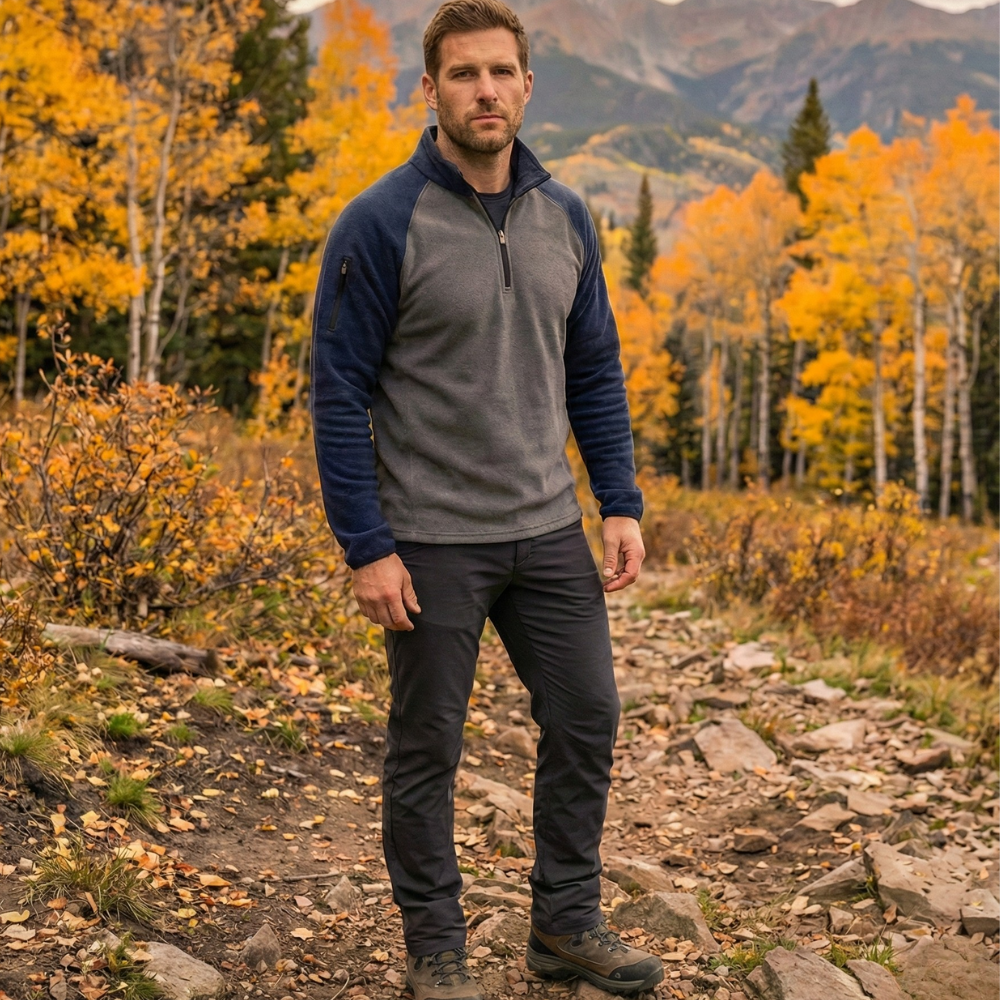 Pull polaire léger homme avec fermeture pull-on pour usage extérieur | Montevall