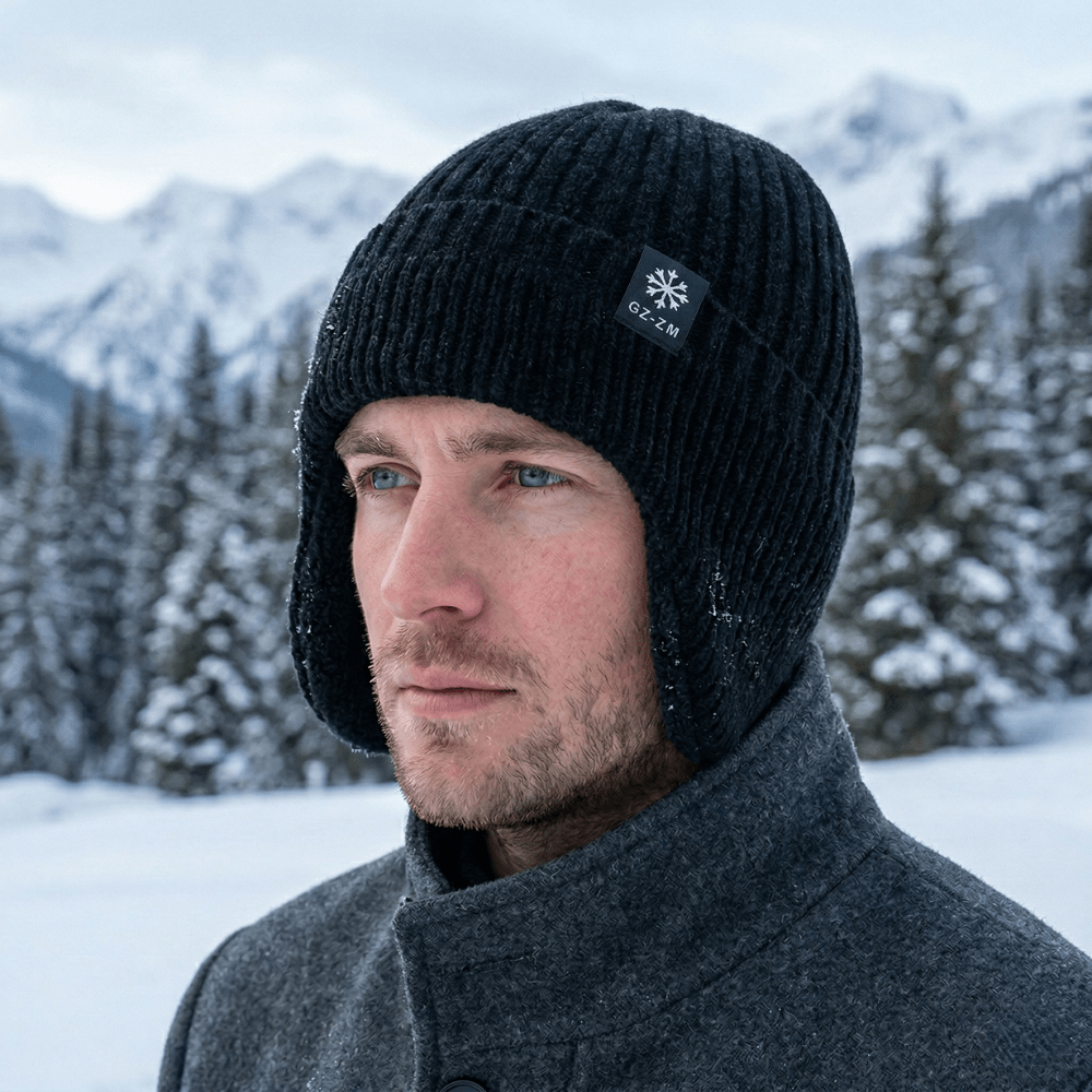 Bonnet d’hiver tricoté doublé polaire avec couvre - oreilles - Montevall