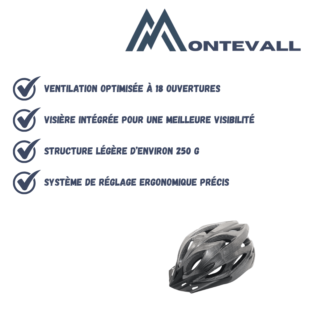 Casque de vélo léger et ajustable avec ventilation intégrée - Montevall