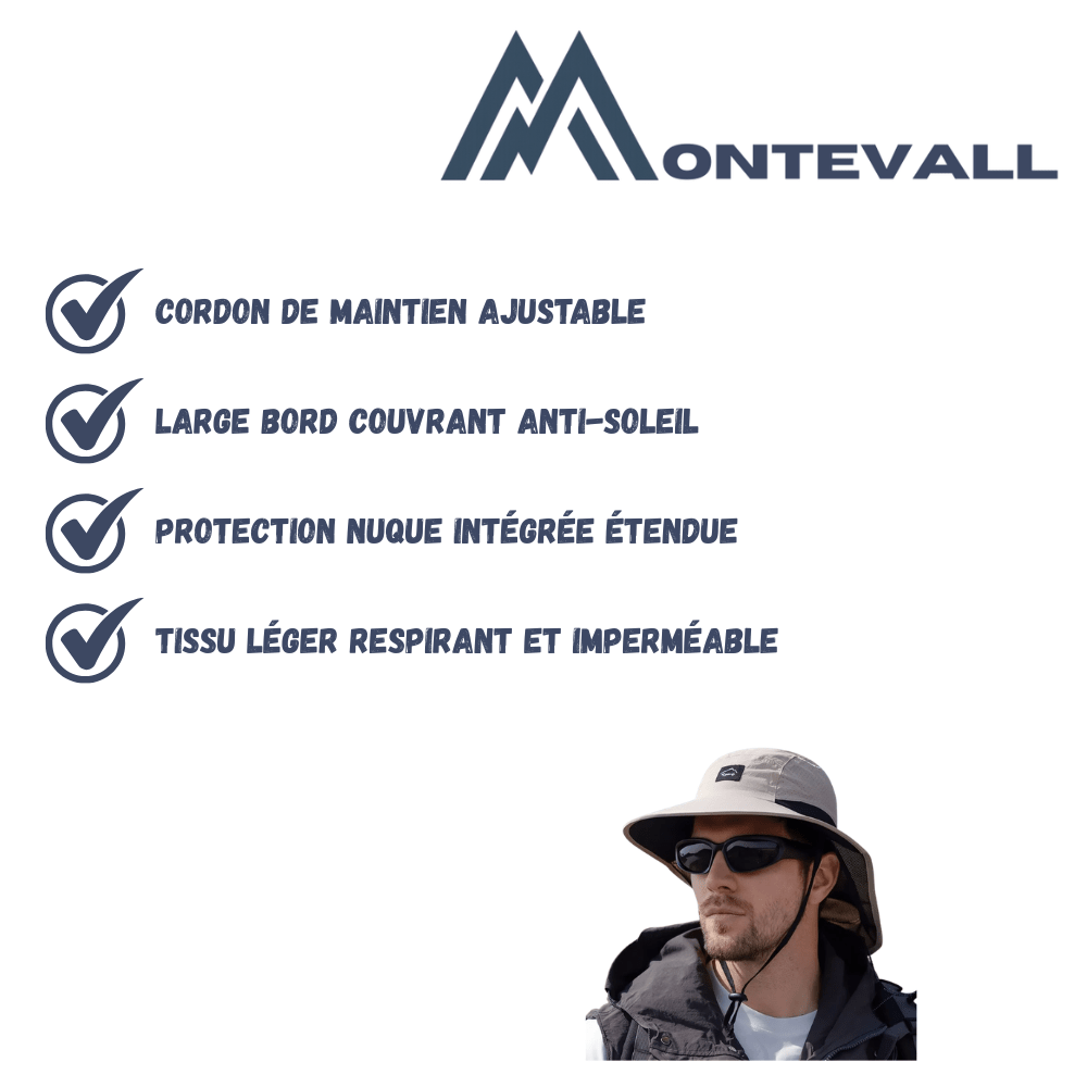 Chapeau de randonnée léger avec protection nuque | Montevall - Montevall