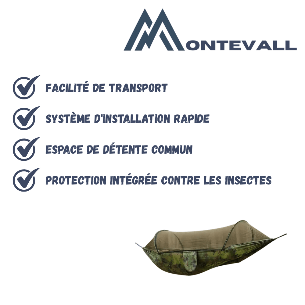 Hamac avec moustiquaire intégrée - Léger et résistant - Montevall