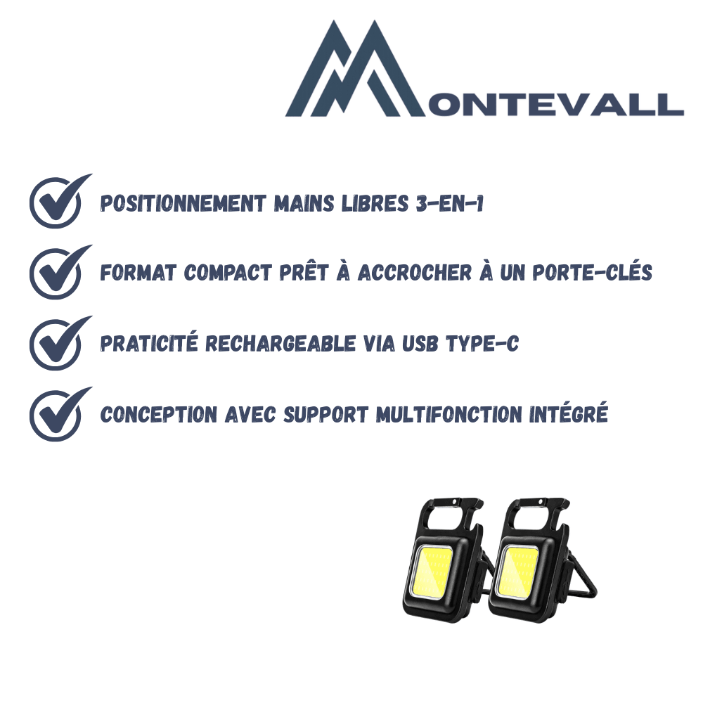 Lampe de travail compacte rechargeable par USB étanche | Montevall - Montevall