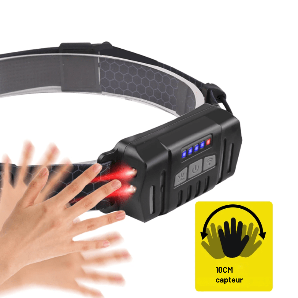 Lampe frontale LED avec capteur - Rechargeable et étanche - Montelac