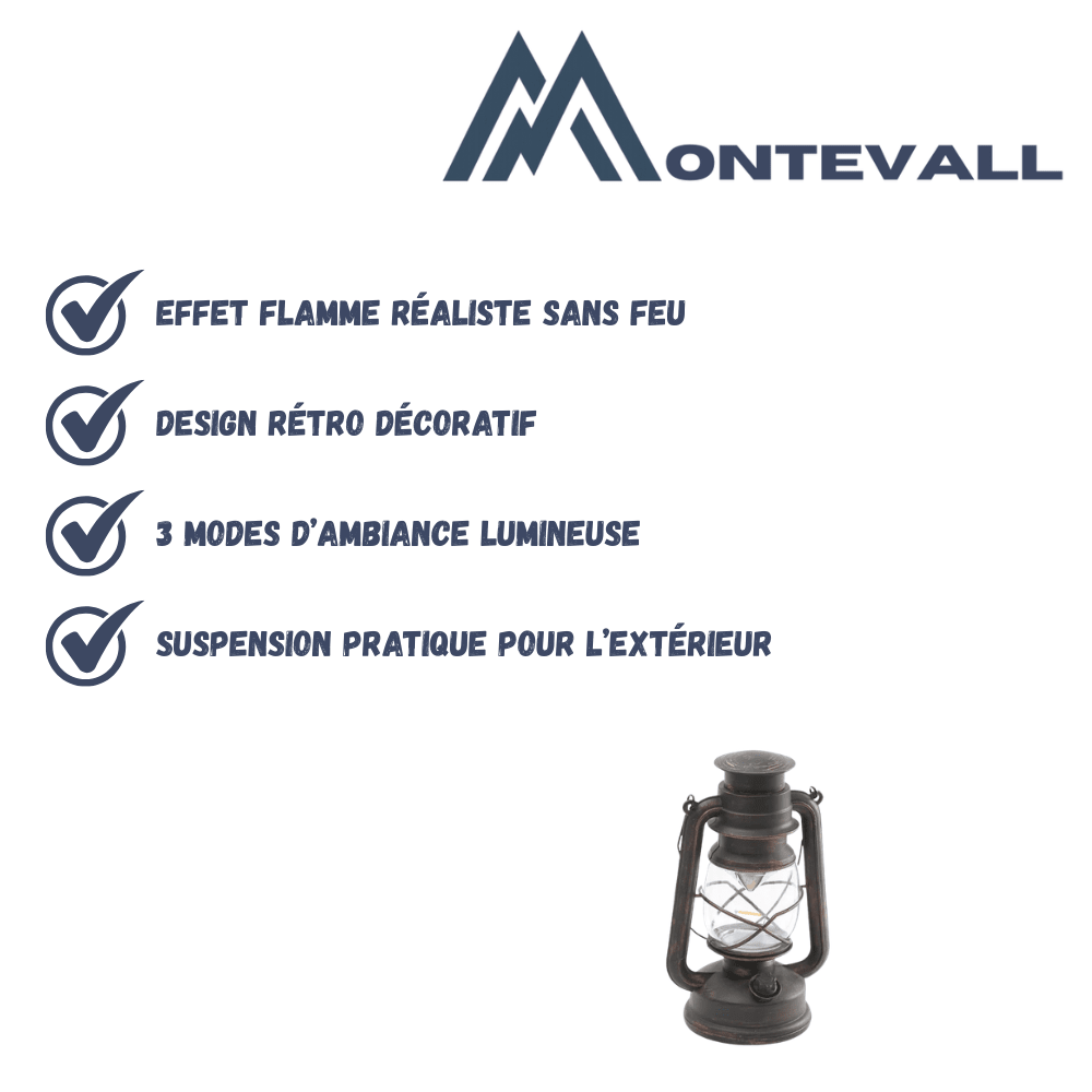 Lanterne LED rechargeable - Design rétro - Montevall