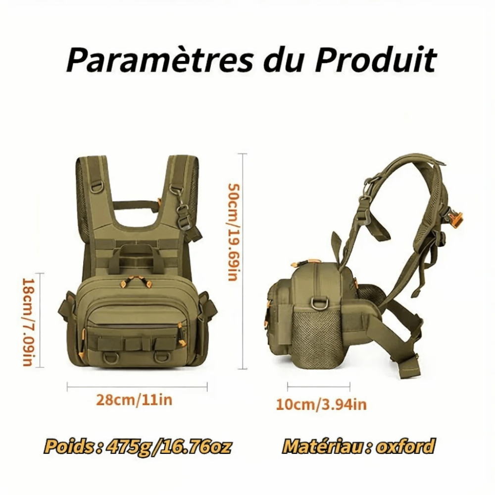 Sac de poitrine robuste pour pêche et accessoires | Montevall - Montevall