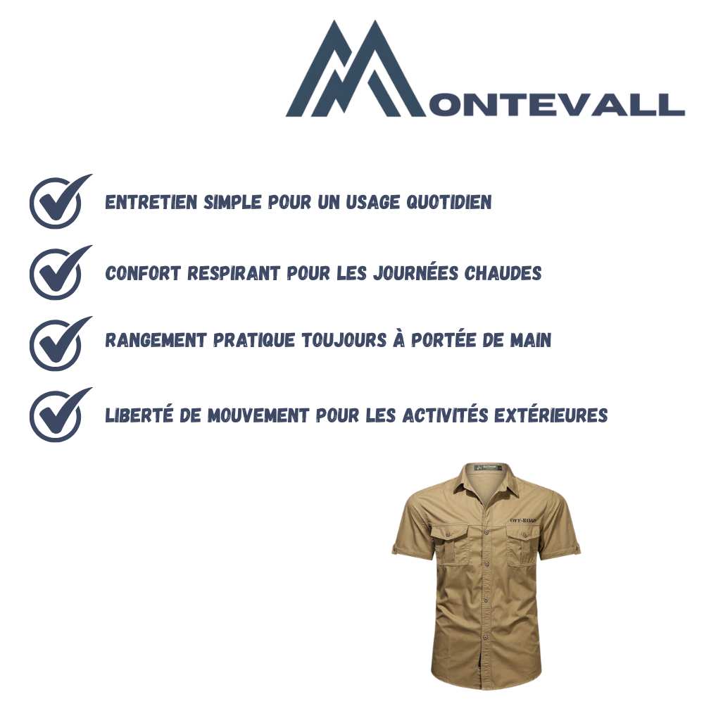 Chemise en coton respirante à poches pour homme | Montevall