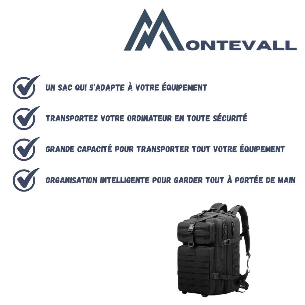 Sac à dos étanche 50L robuste avec compartiments multiples