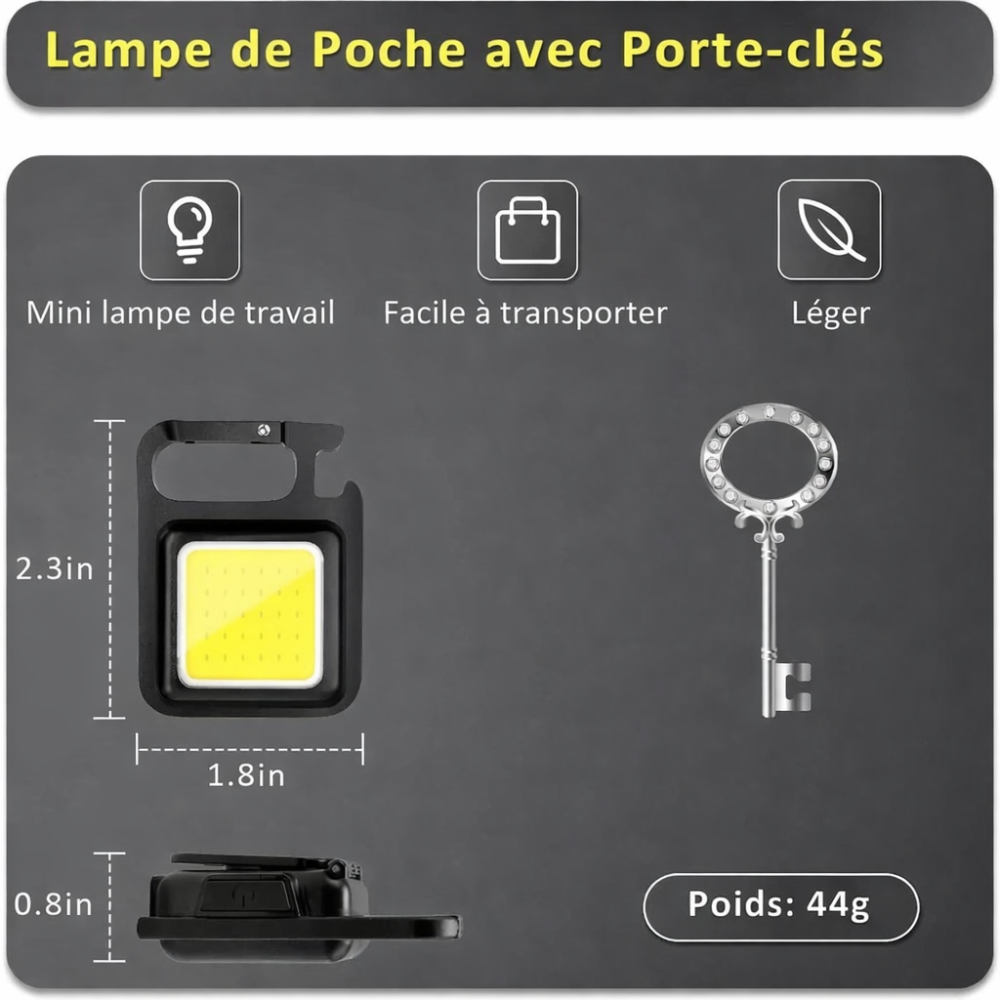Lampe de travail compacte rechargeable par USB étanche | Montevall