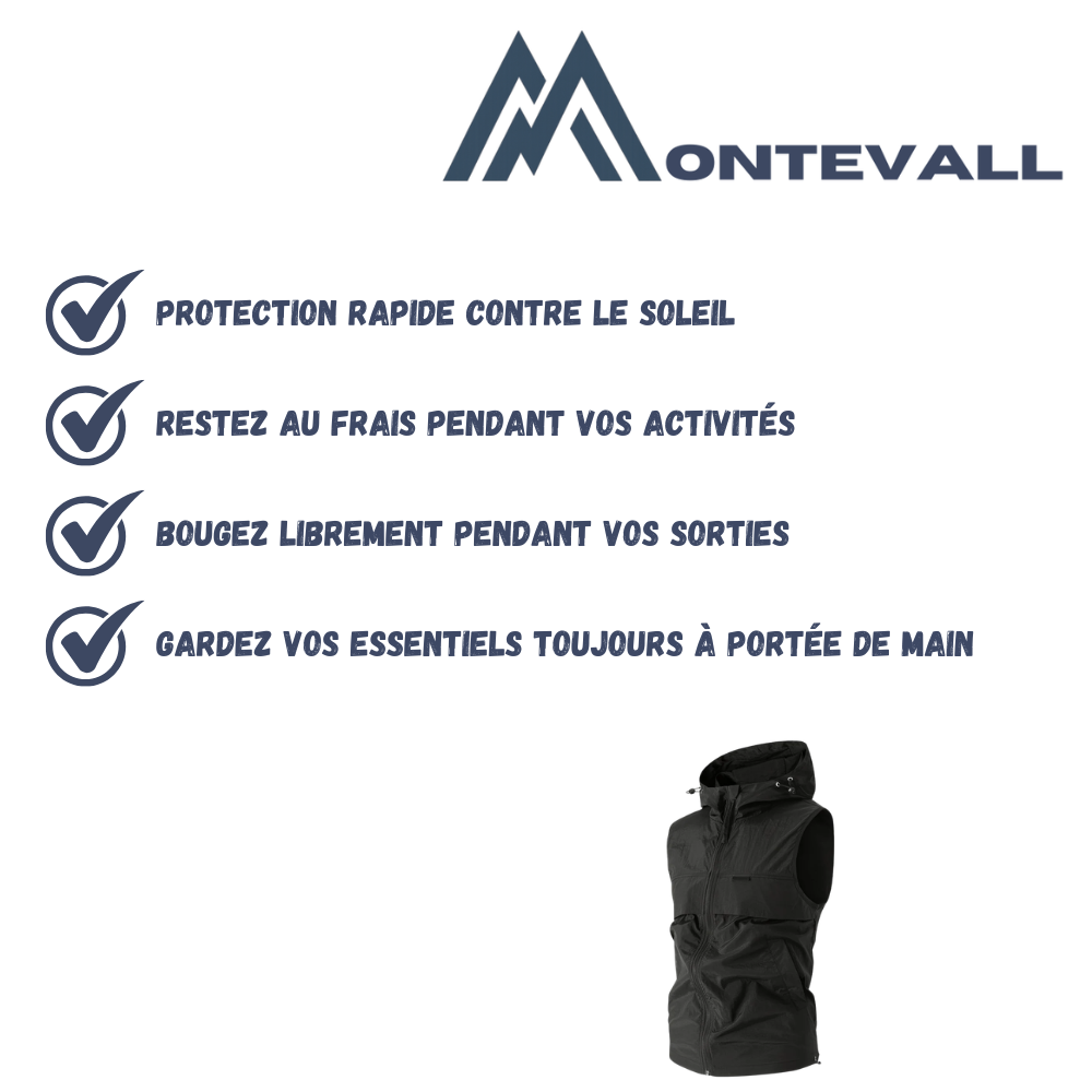 Gilet sans manches léger à capuche et poches | Montevall