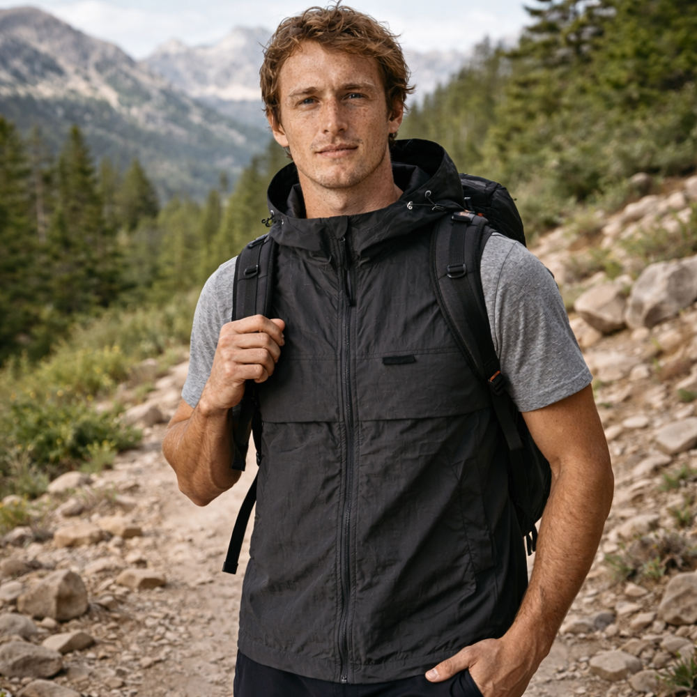 Gilet sans manches léger à capuche et poches | Montevall