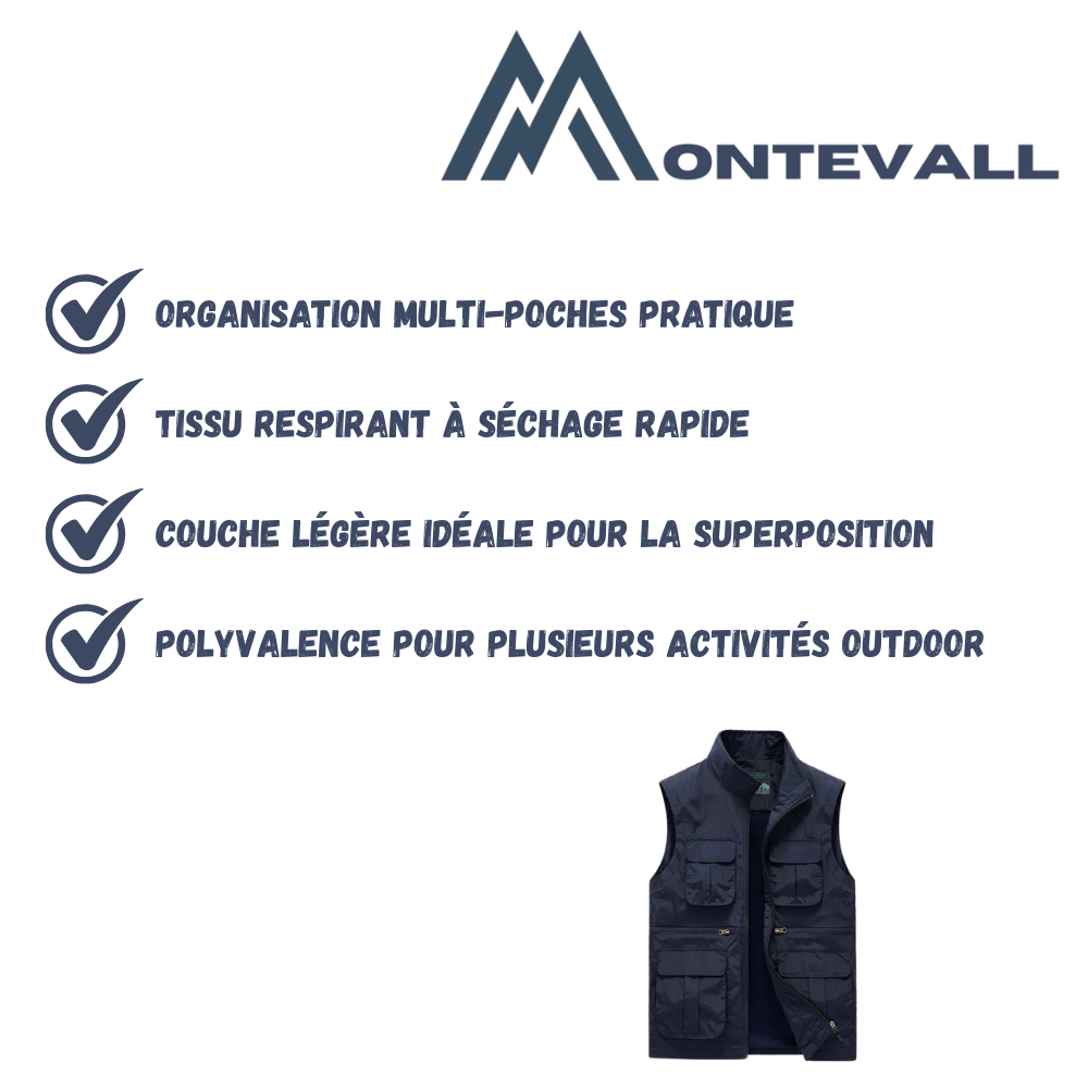 Gilet de voyage léger à séchage rapide et poches multiples | Montevall