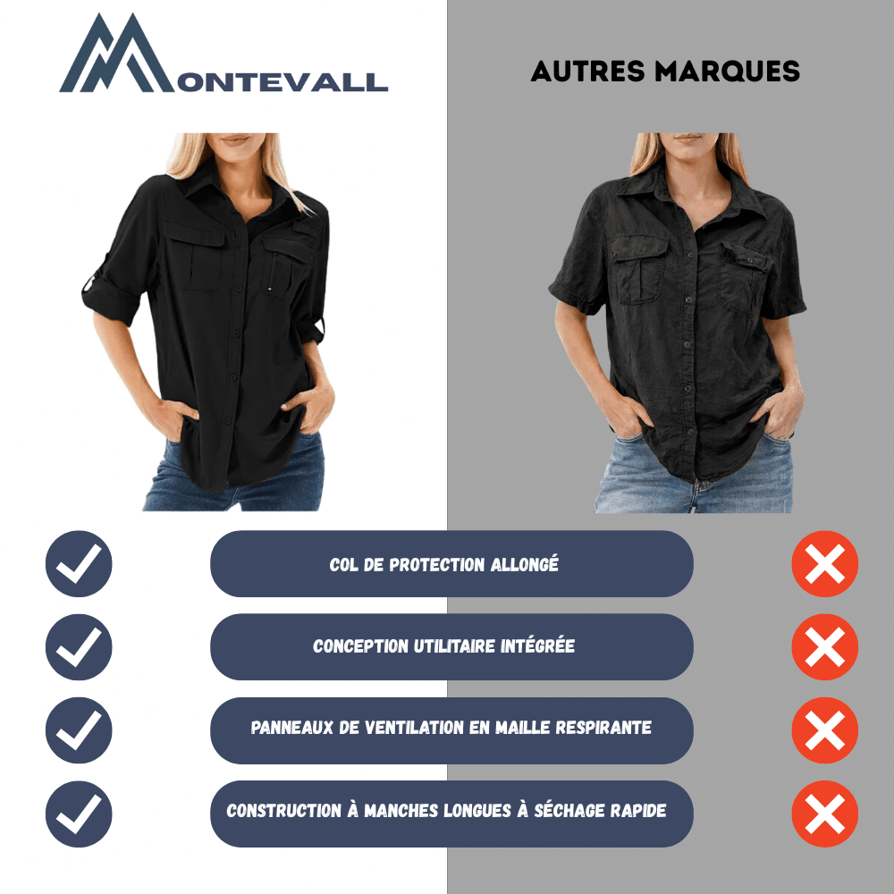 Chemise de randonnée respirante à manches longues pour femme | Montevall - Montevall