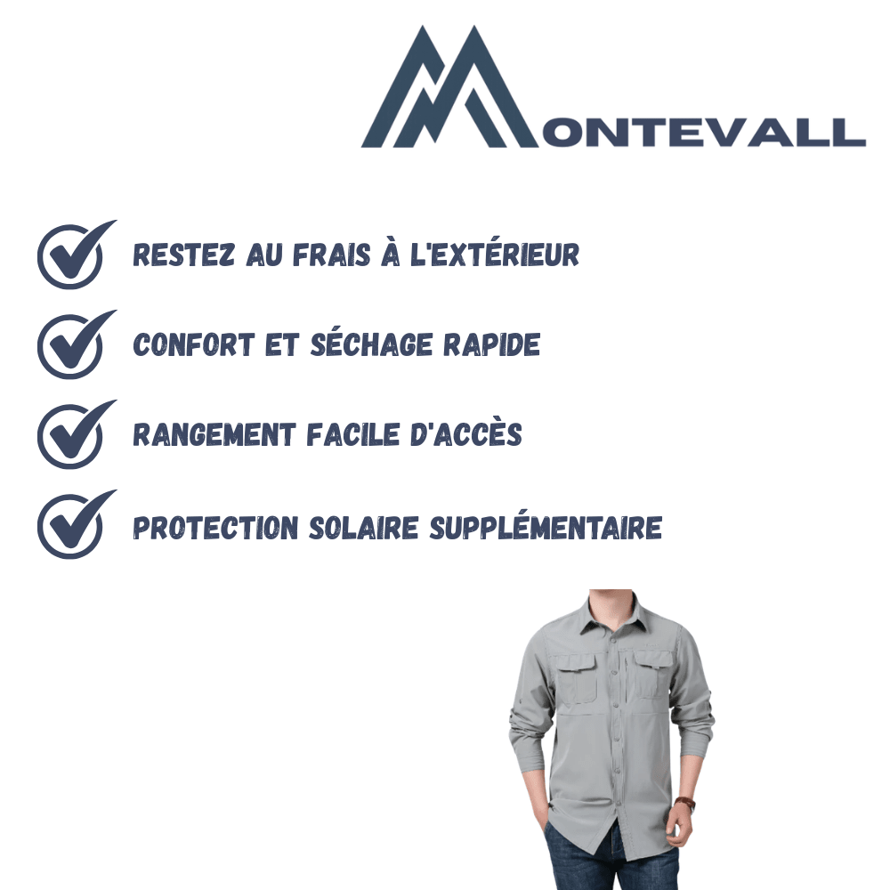 Chemise de randonnée respirante à manches longues pour homme | Montevall - Montevall