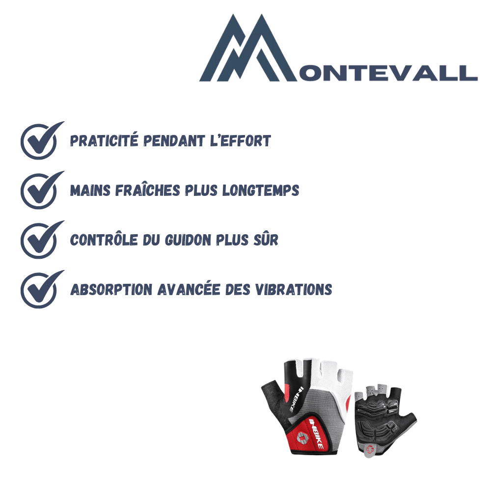 Gants de cyclisme respirants avec rembourrage en gel - Montevall