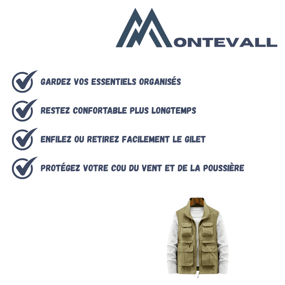 Gilet utilitaire léger à poches multiples pour homme | Montevall - Montevall
