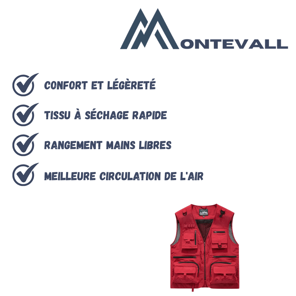 Gilet utilitaire léger et respirant à multiples poches | Montevall - Montevall