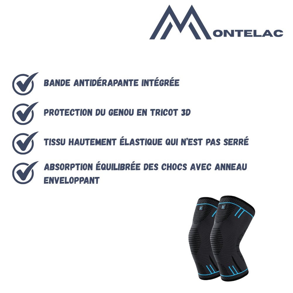 Manchon de genou élastique de compression respirant | Montevall - Montevall