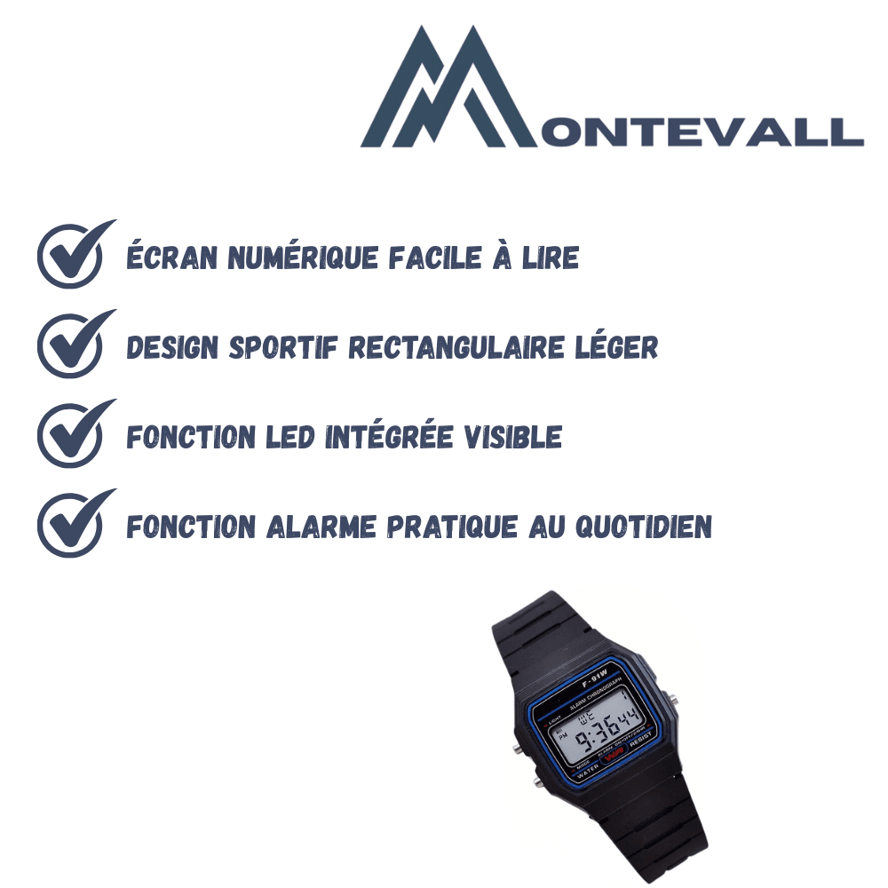 Montre de sport numérique avec éclairage | Montevall - Montevall
