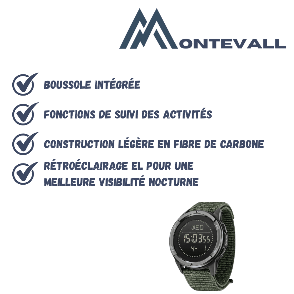 Montre outdoor légère en fibre de carbone - Étanche 50 m - Montevall