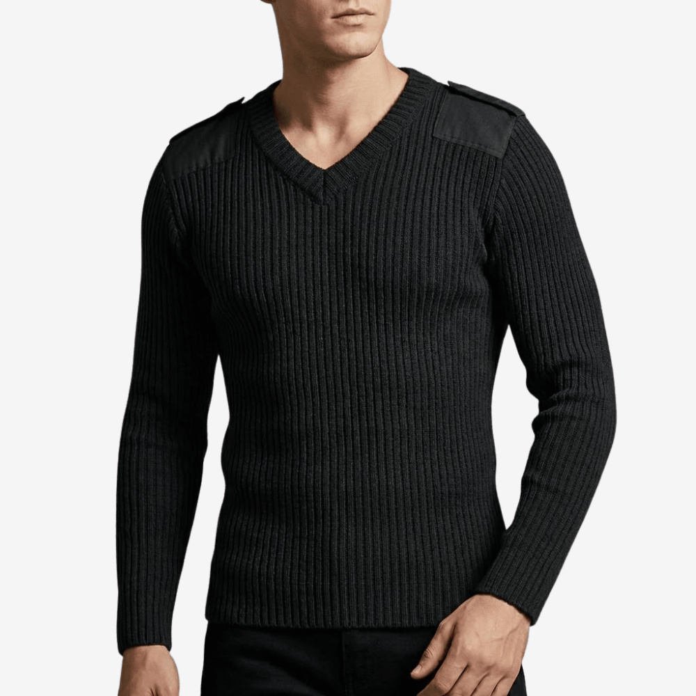 Pull côtelé à manches longues avec détails épaules | Montevall - Montevall