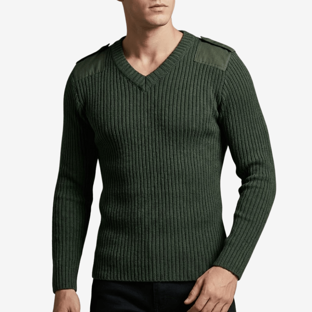 Pull côtelé à manches longues avec détails épaules | Montevall - Montevall