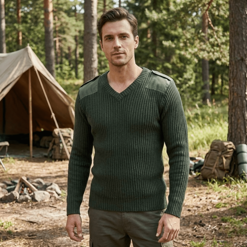 Pull côtelé à manches longues avec détails épaules | Montevall - Montevall