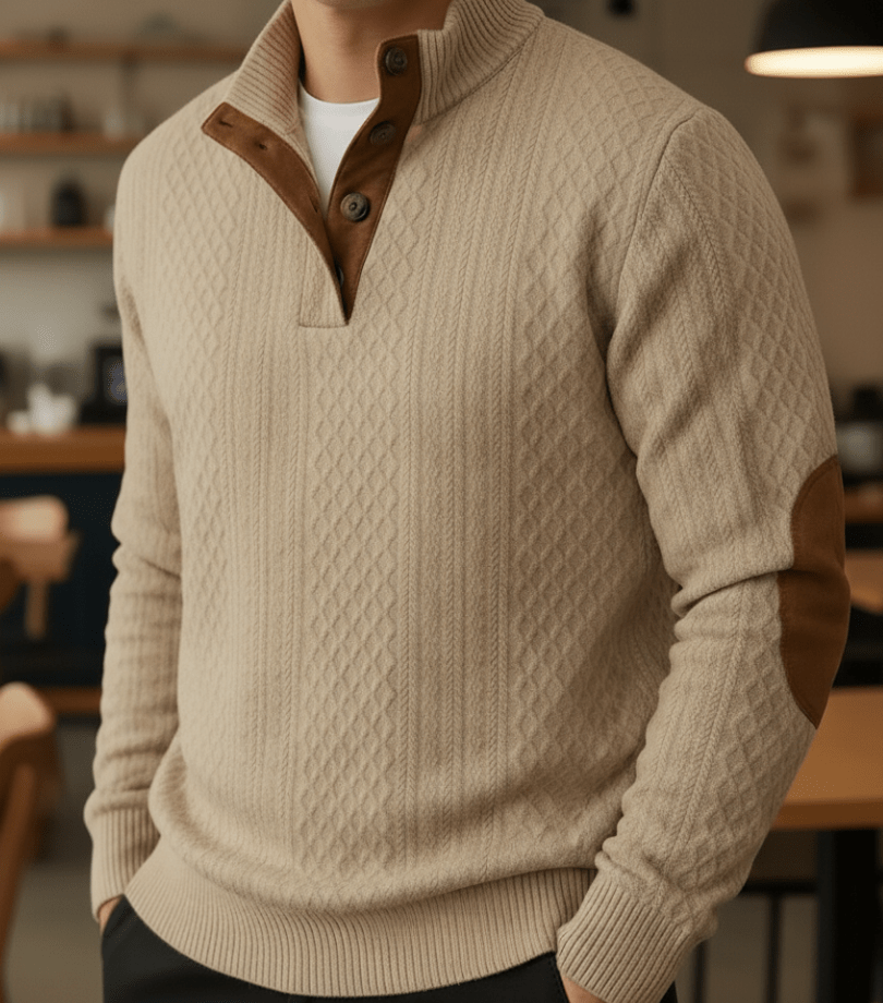 Pull d’extérieur tricoté avec renforts aux épaules et aux coudes | Montelac - Montelac