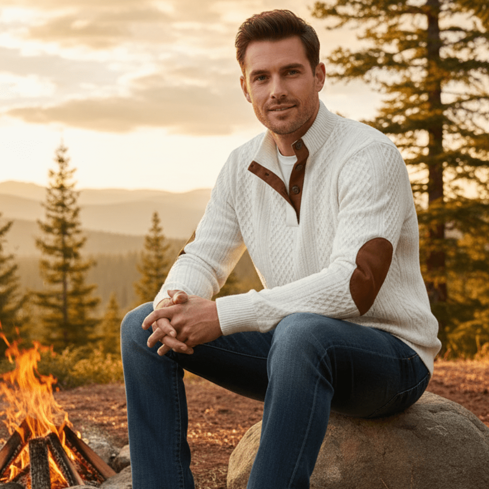 Pull d’extérieur tricoté avec renforts aux épaules et aux coudes | Montelac - Montelac