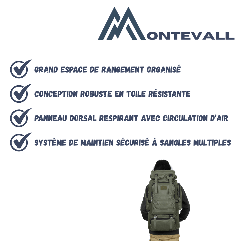Sac à dos de randonnée robuste en toile | Montevall - Montevall