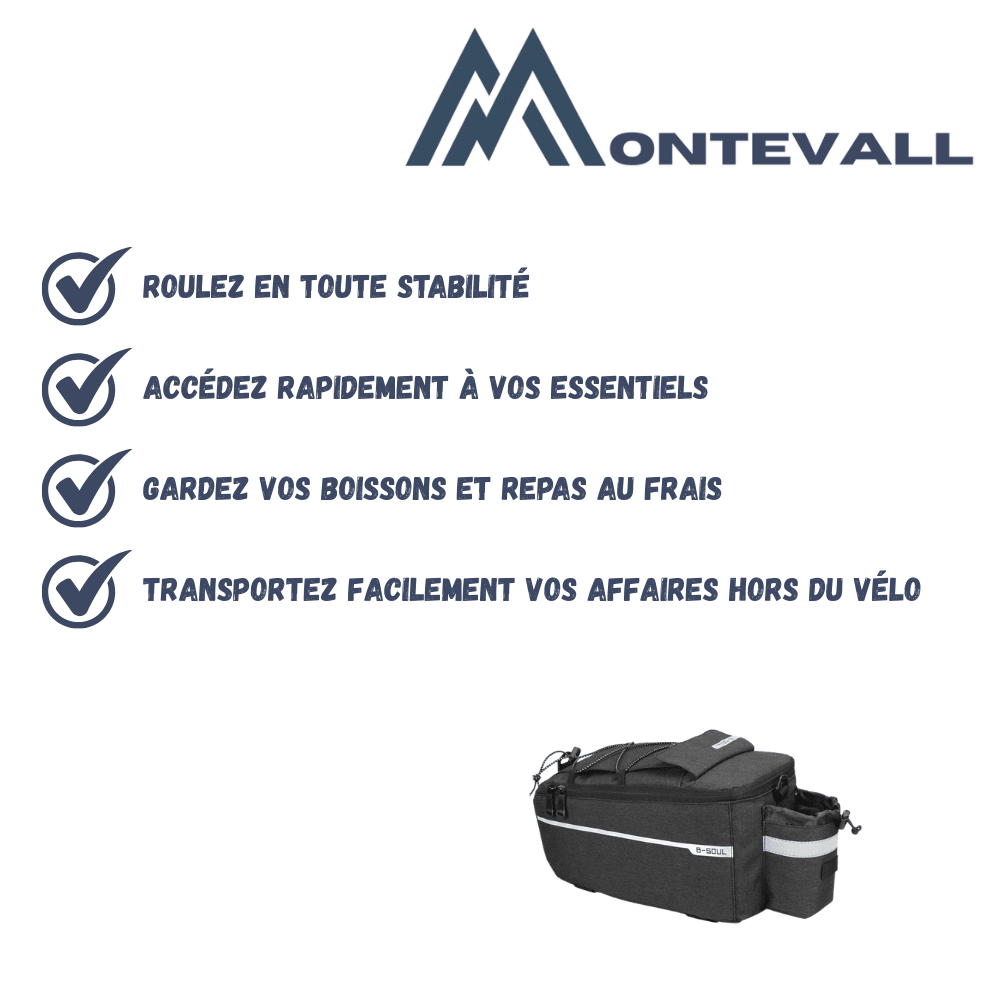Sac isotherme imperméable pour porte-bagages vélo arrière - Montevall