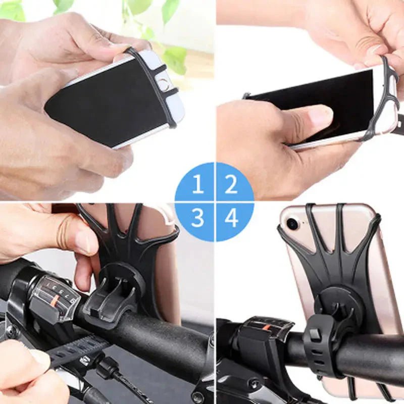 Support de téléphone vélo flexible rotatif en silicone - Montelac
