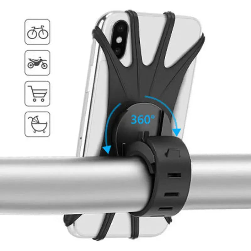 Support de téléphone vélo flexible rotatif en silicone - Montevall