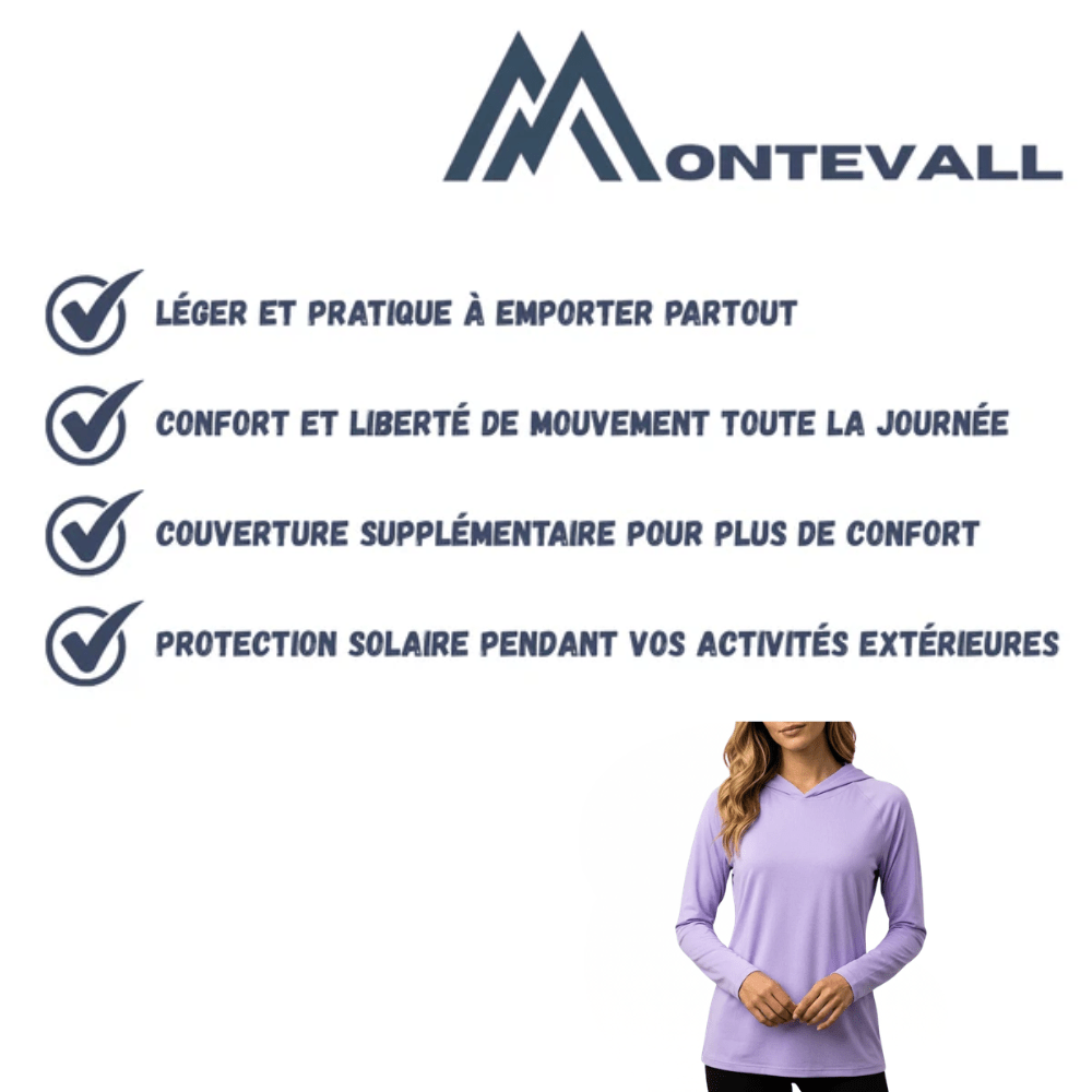 Sweat à capuche respirant à manches longues avec protection UV pour femme | Montevall - Montevall