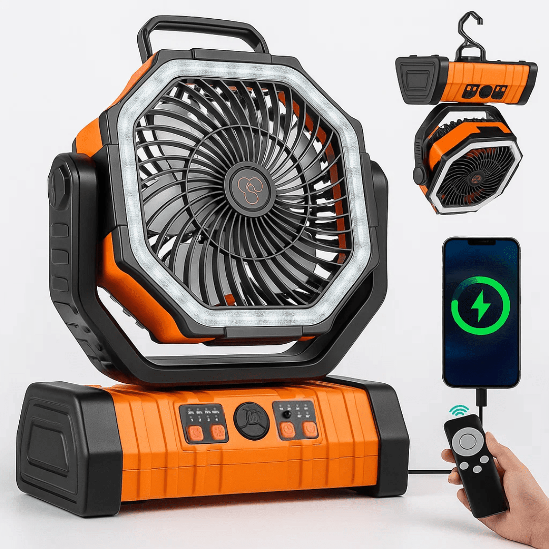 Ventilateur de camping rechargeable LED 3-en-1 | Montevall - Montevall